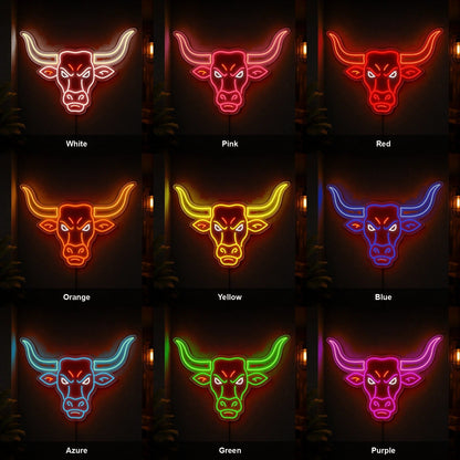 Angry Longhorn Bull Head LED Neon Sign - Shineneon