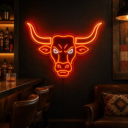 Angry Longhorn Bull Head LED Neon Sign - Shineneon