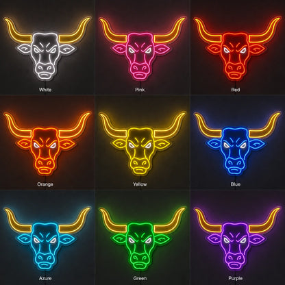 Angry Longhorn Head Neon Sign LED Neon Sign color grid