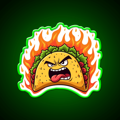 Angry Mexican Taco On Fire Taco Led Neon Sign Mexican Food Sign Rgb Color - Shineneon