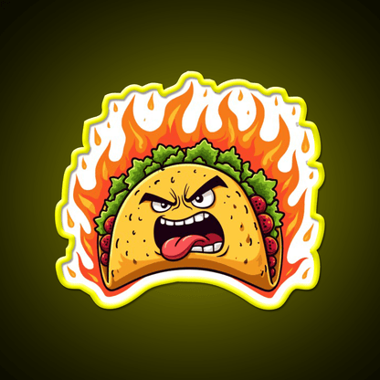 Angry Mexican Taco On Fire Taco Led Neon Sign Mexican Food Sign Rgb Color - Shineneon