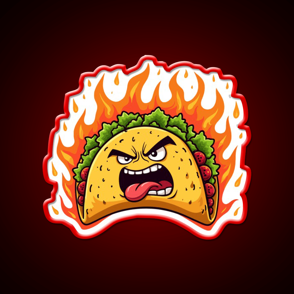 Angry Mexican Taco On Fire Taco Led Neon Sign Mexican Food Sign Rgb Color - Shineneon