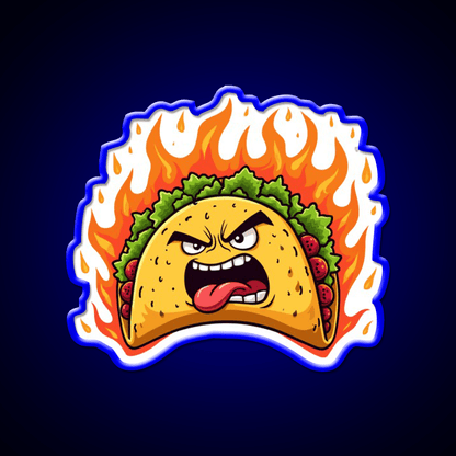 Angry Mexican Taco On Fire Taco Led Neon Sign Mexican Food Sign Rgb Color - Shineneon