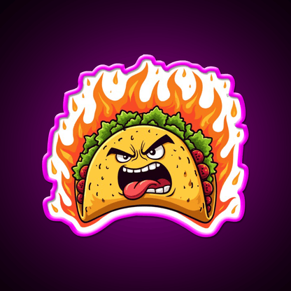 Angry Mexican Taco On Fire Taco Led Neon Sign Mexican Food Sign Rgb Color - Shineneon