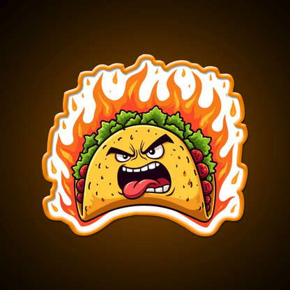 Angry Mexican Taco On Fire Taco Led Neon Sign Mexican Food Sign Rgb Color - Shineneon