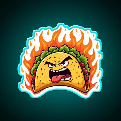 Angry Mexican Taco On Fire Taco Led Neon Sign Mexican Food Sign Rgb Color - Shineneon