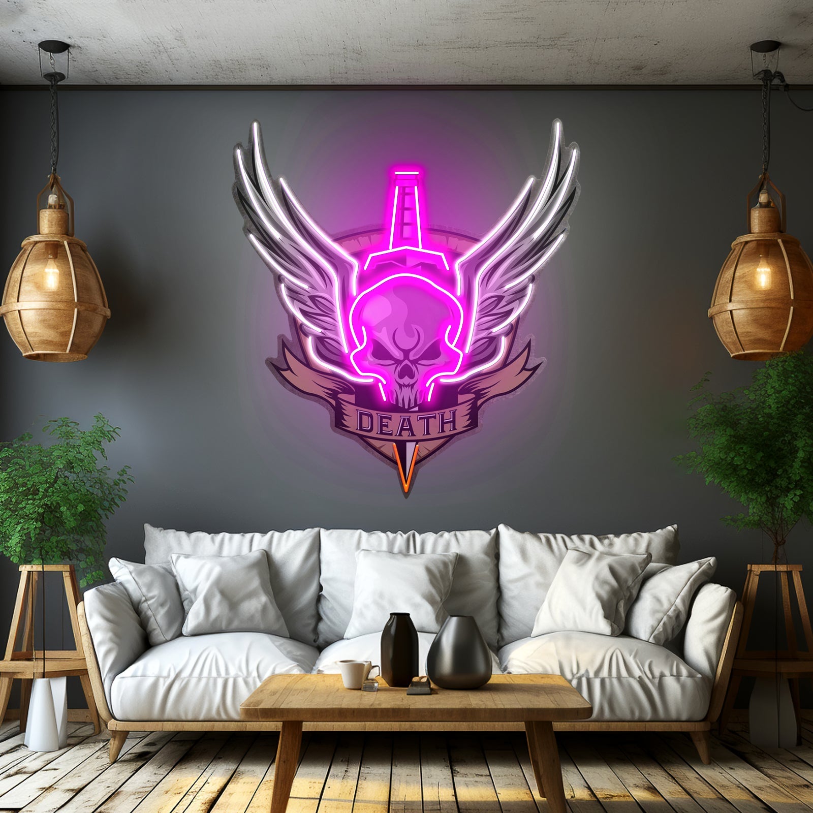 Angry Military Skull Wings Led Neon Sign Light Custom Led Signs - Shineneon