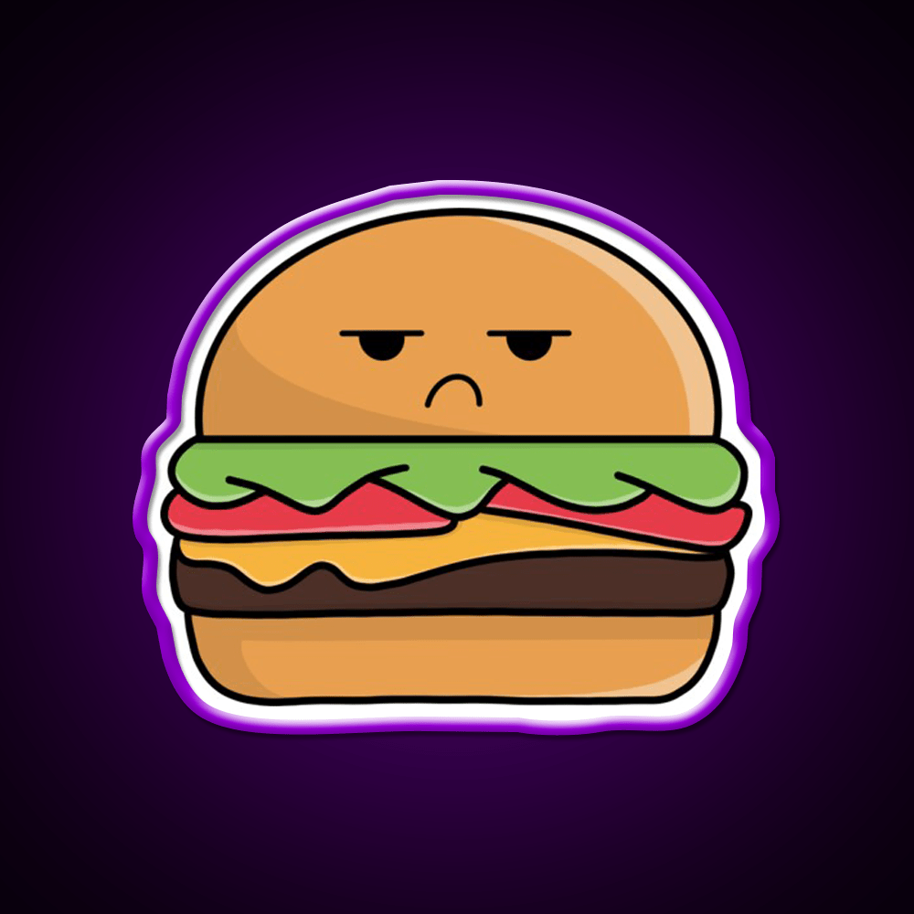 Angry Сheeseburger Fast Food Led Neon Sign For Burger Place Rgb Color - Shineneon