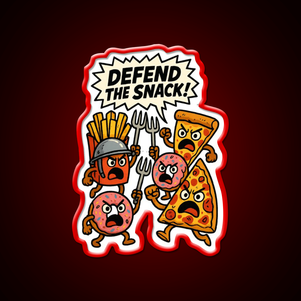 Angry Snack Pile Screaming For Survival Snack Food Led Neon Sign Rgb Color - Shineneon