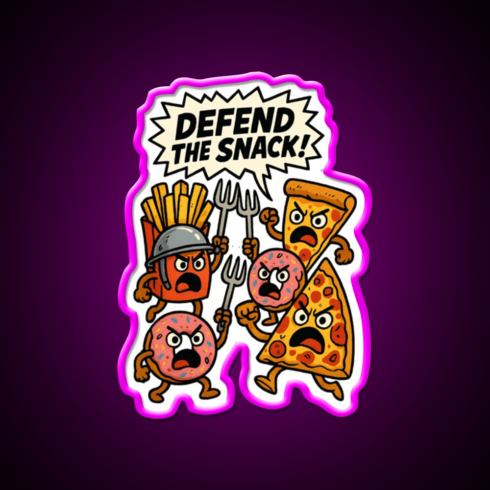 Angry Snack Pile Screaming For Survival Snack Food Led Neon Sign Rgb Color - Shineneon