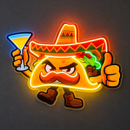 Angry Taco Character LED Neon Sign - Shineneon