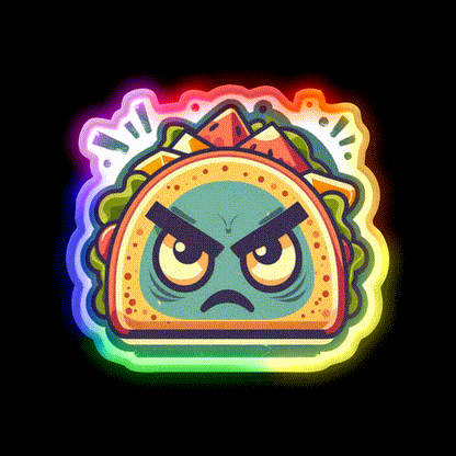 Angry Taco Retro Taco Led Neon Sign Mexican Food Sign Rgb Color - LED neon sign close-up detail