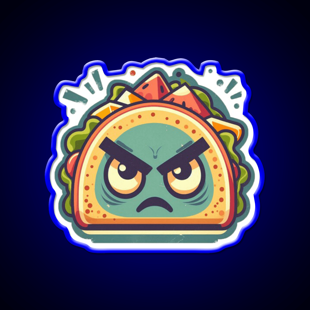 Angry Taco Retro Taco Led Neon Sign Mexican Food Sign Rgb Color - Shineneon