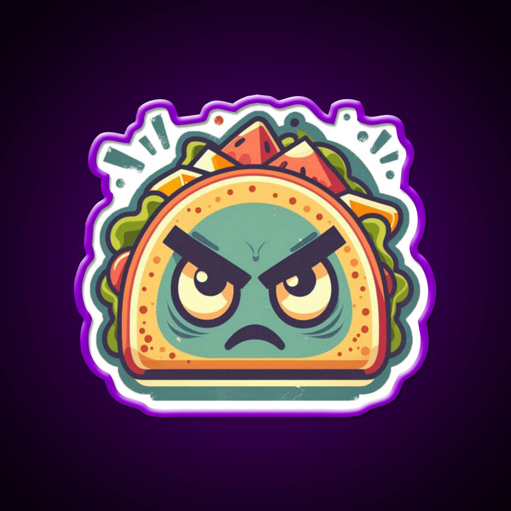 Angry Taco Retro Taco Led Neon Sign Mexican Food Sign Rgb Color - Shineneon