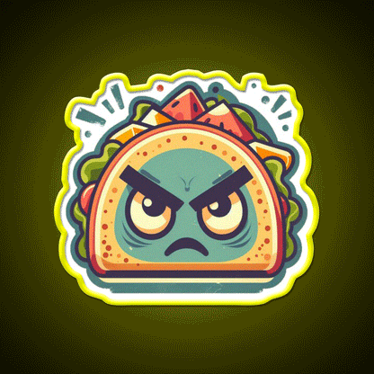 Angry Taco Retro Taco Led Neon Sign Mexican Food Sign Rgb Color - Custom LED neon sign front view