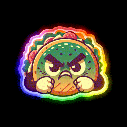 Angry Taco Retro V2 Taco Led Neon Sign Mexican Food Sign Rgb Color - LED neon sign close-up detail