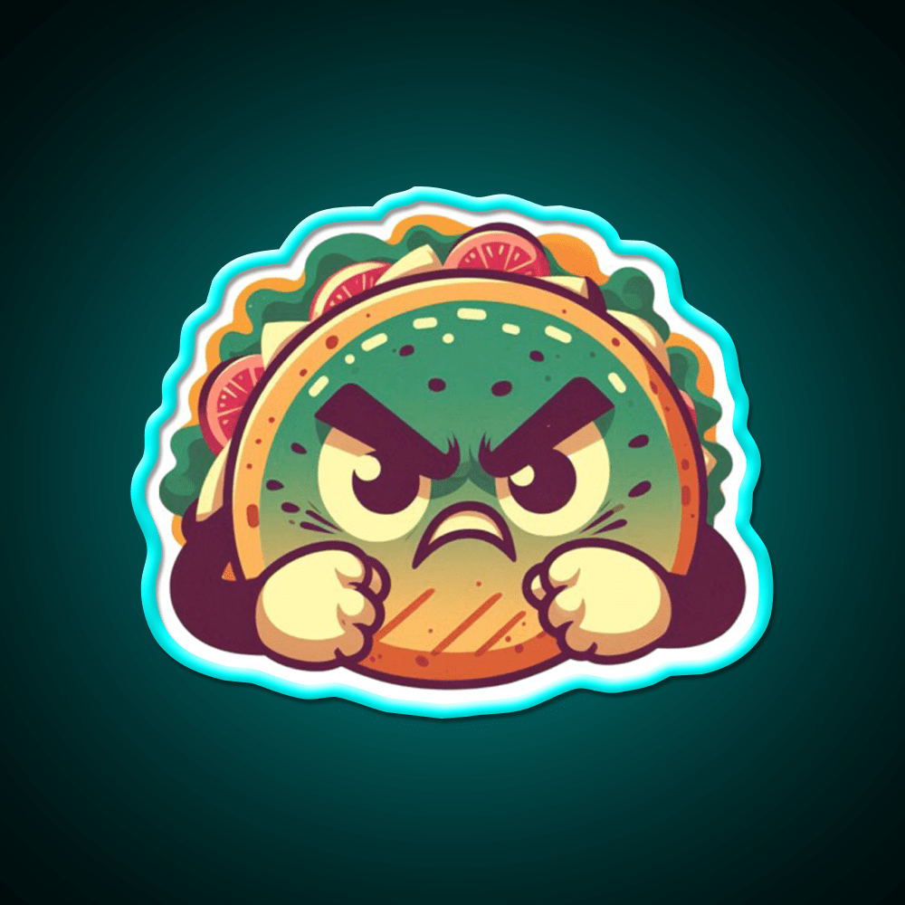 Angry Taco Retro V2 Taco Led Neon Sign Mexican Food Sign Rgb Color - Shineneon