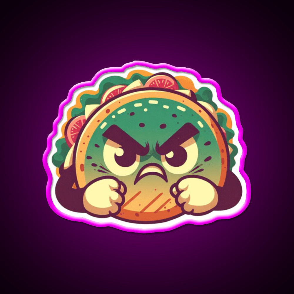 Angry Taco Retro V2 Taco Led Neon Sign Mexican Food Sign Rgb Color - Shineneon