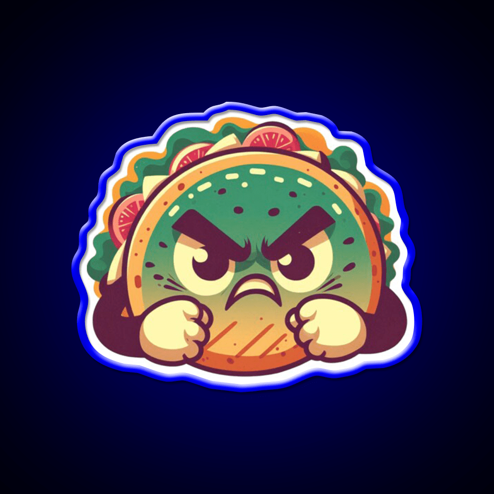 Angry Taco Retro V2 Taco Led Neon Sign Mexican Food Sign Rgb Color - Shineneon
