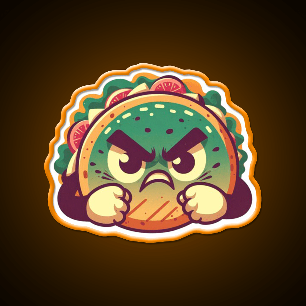 Angry Taco Retro V2 Taco Led Neon Sign Mexican Food Sign Rgb Color - Shineneon
