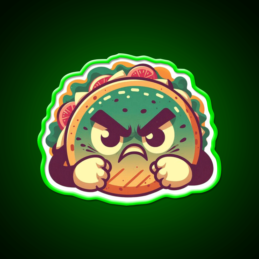 Angry Taco Retro V2 Taco Led Neon Sign Mexican Food Sign Rgb Color - Shineneon