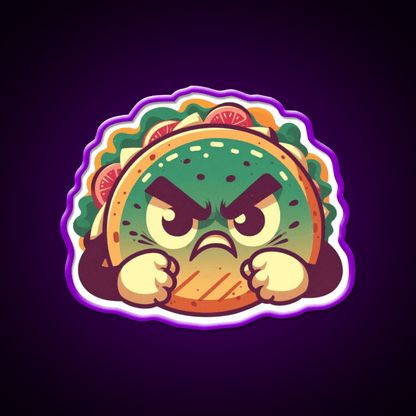 Angry Taco Retro V2 Taco Led Neon Sign Mexican Food Sign Rgb Color - Shineneon