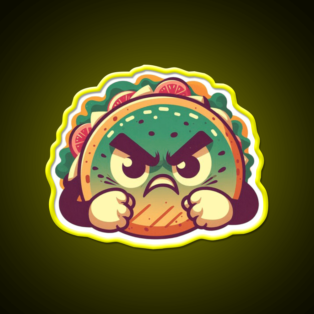 Angry Taco Retro V2 Taco Led Neon Sign Mexican Food Sign Rgb Color - Shineneon