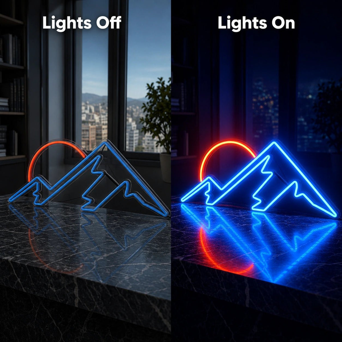 Angular Mountain Sunset LED Neon Sign - Shineneon