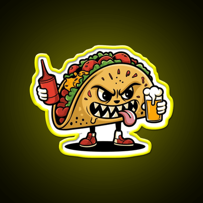 Animated Taco Character Taco Led Neon Sign Mexican Food Sign Rgb Color - Shineneon