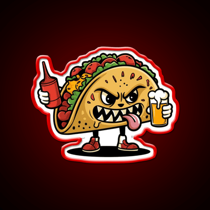 Animated Taco Character Taco Led Neon Sign Mexican Food Sign Rgb Color - Shineneon