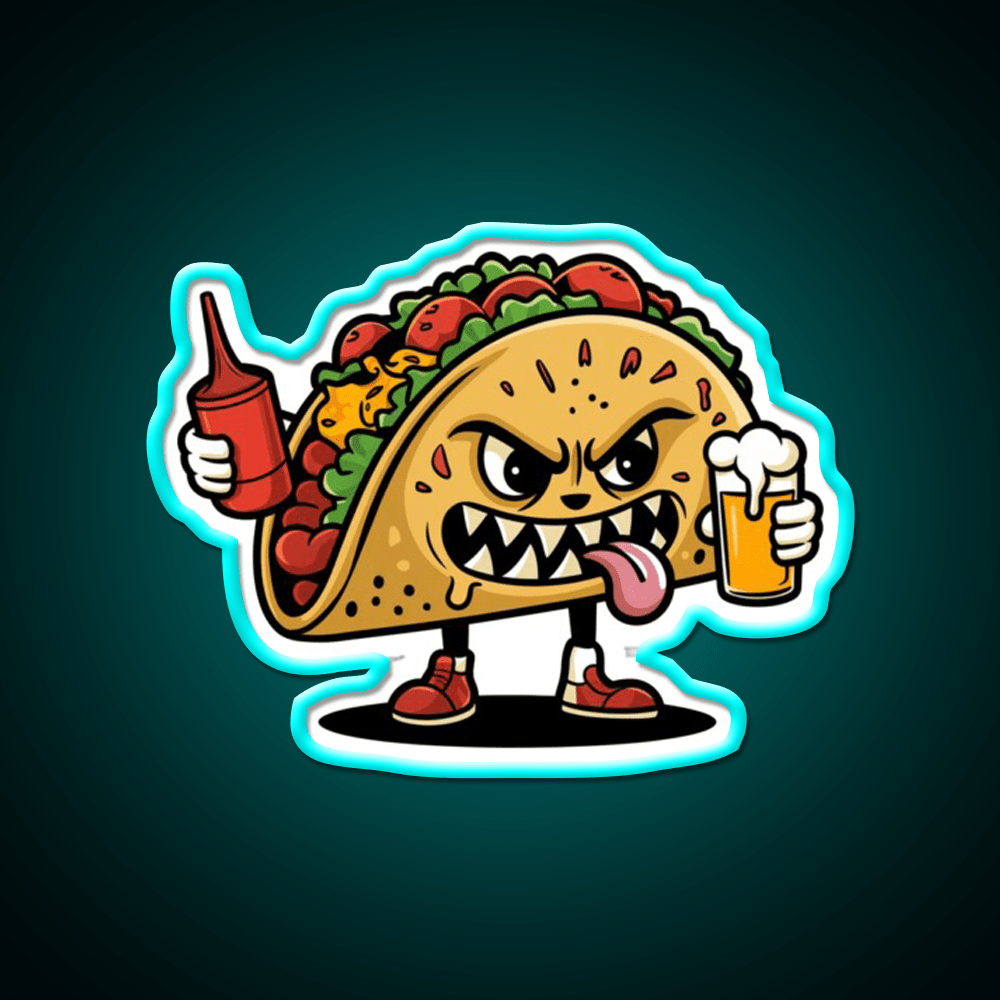 Animated Taco Character Taco Led Neon Sign Mexican Food Sign Rgb Color - Shineneon