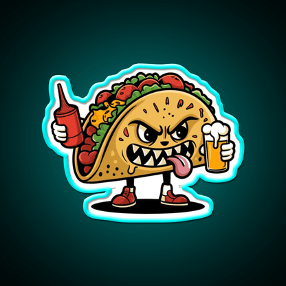 Animated Taco Character Taco Led Neon Sign Mexican Food Sign Rgb Color - Shineneon