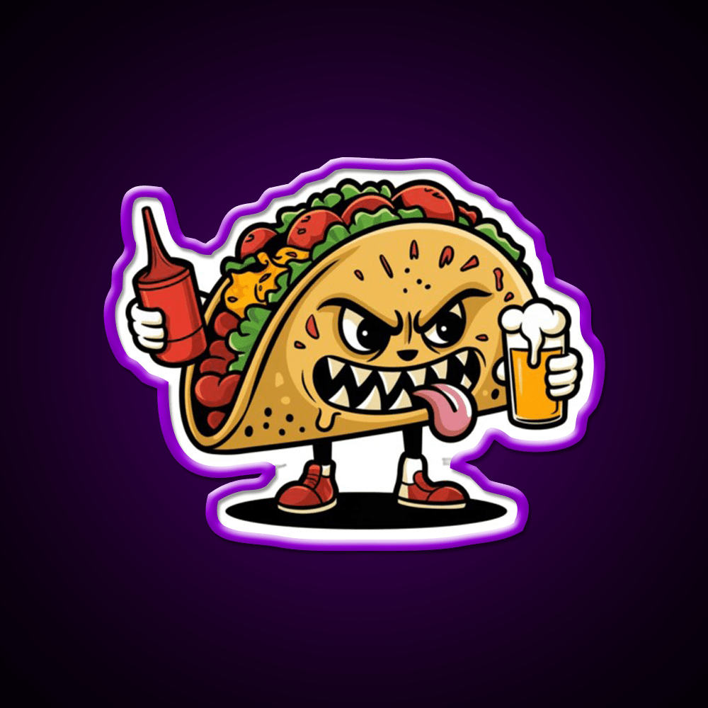 Animated Taco Character Taco Led Neon Sign Mexican Food Sign Rgb Color - Shineneon