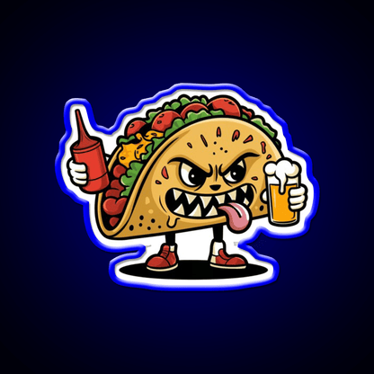 Animated Taco Character Taco Led Neon Sign Mexican Food Sign Rgb Color - Shineneon