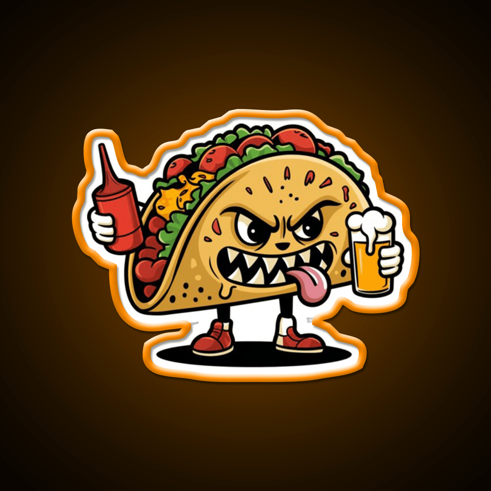Animated Taco Character Taco Led Neon Sign Mexican Food Sign Rgb Color - Shineneon