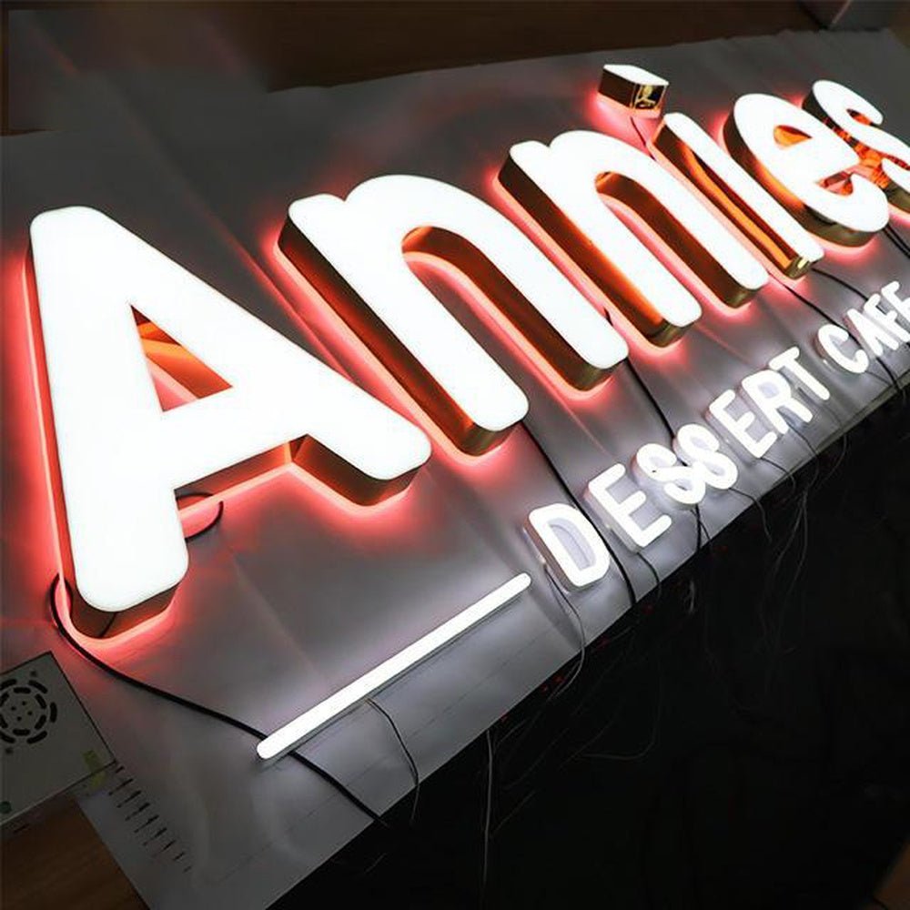 Annies 3D Front And Back Lit Letters Metal Led Sign - Shineneon