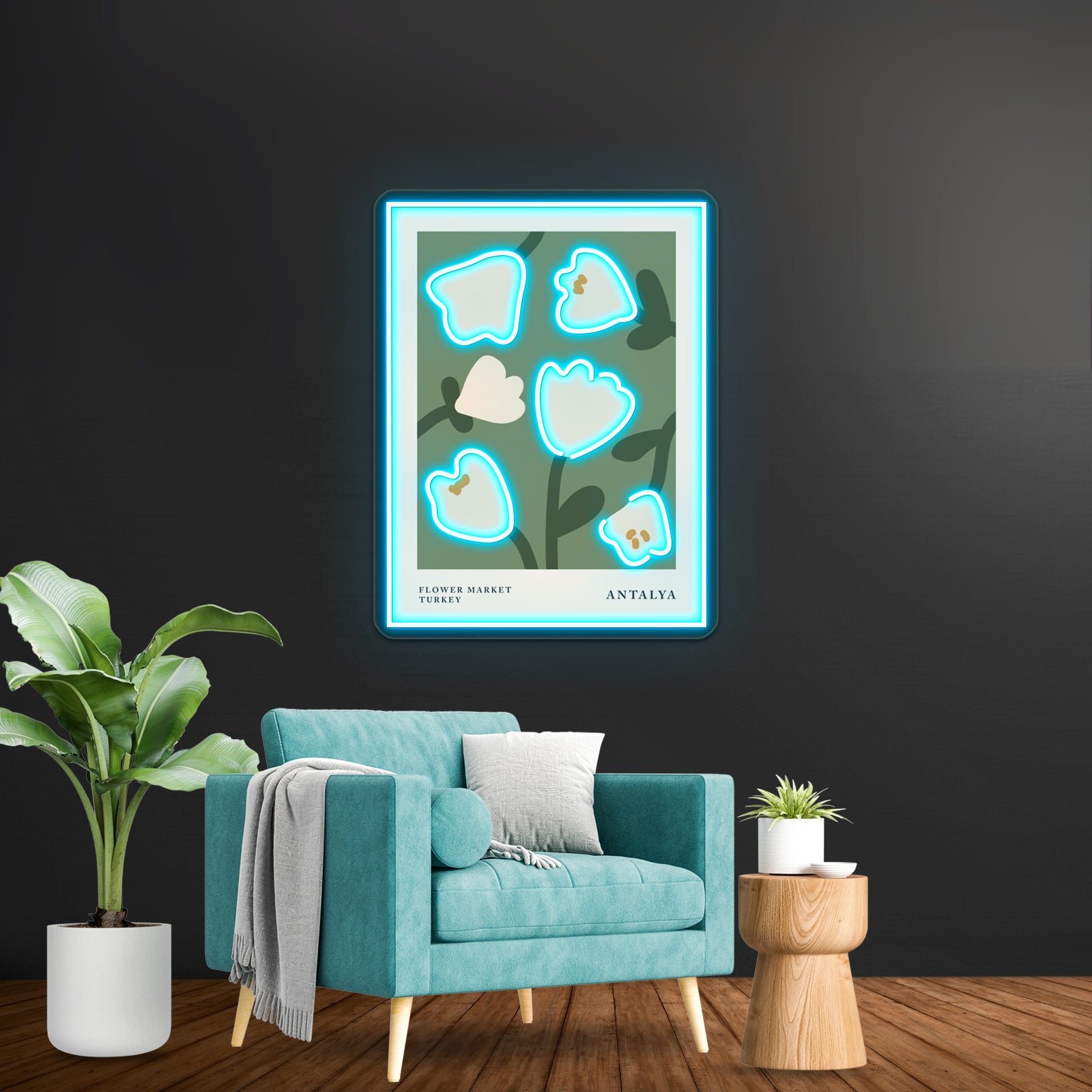 Antalya Aesthetic Tulips Decor Abstract Flowers Wall Artwork Neon Signs | Shineneon