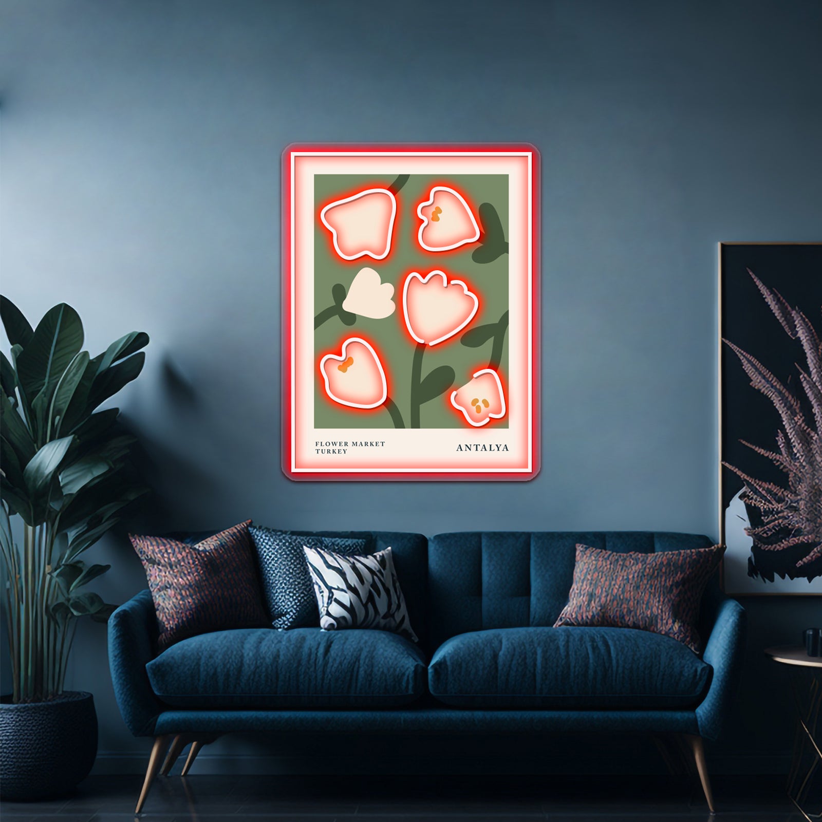 Antalya Aesthetic Tulips Decor Abstract Flowers Wall Artwork Neon Signs | Shineneon