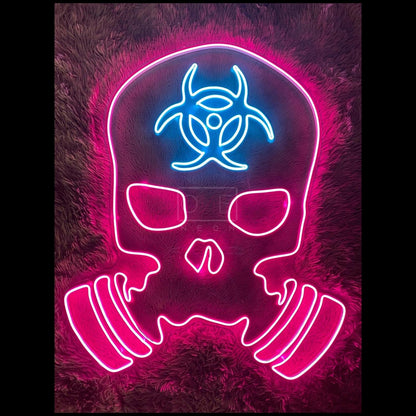 Anti-Poison Mask Skull Biohazard Pink-Blue Led Neon Sign Indoor Wall Decor | Shineneon