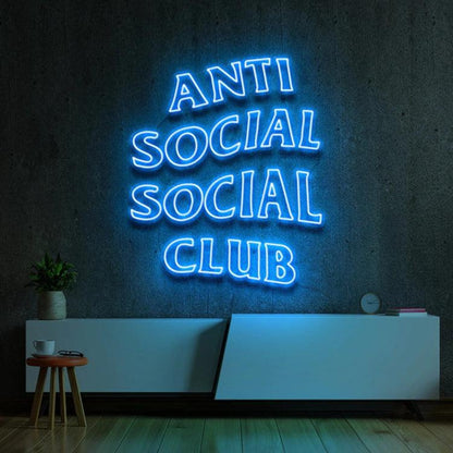 Anti Social Social Club Blue Led Neon Sign For Indoor Wall Decor | Shineneon