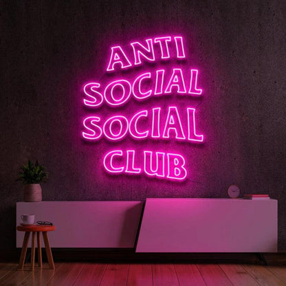 Anti Social Social Club Blue Led Neon Sign For Indoor Wall Decor | Shineneon