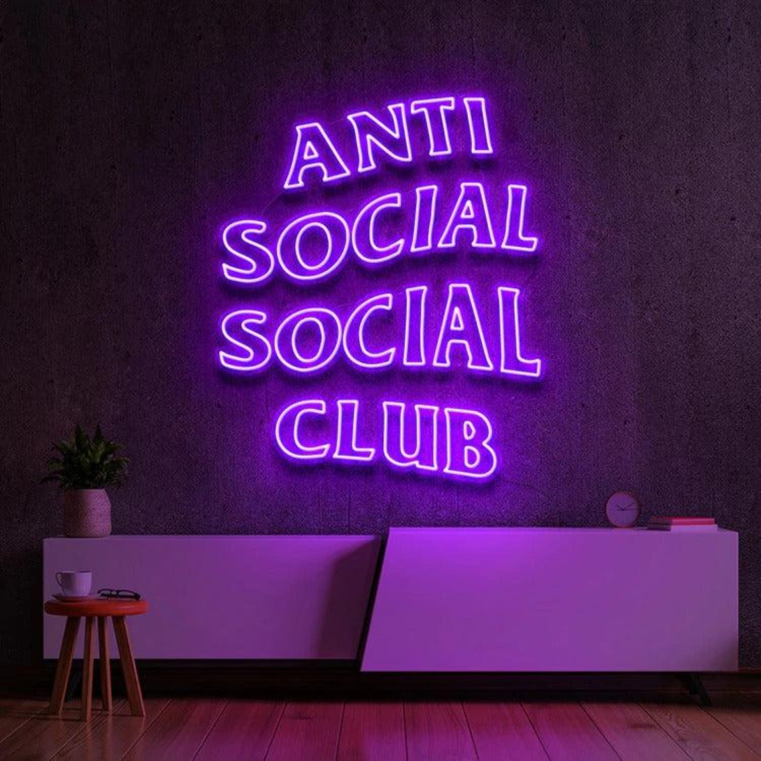 Anti Social Social Club Blue Led Neon Sign For Indoor Wall Decor | Shineneon
