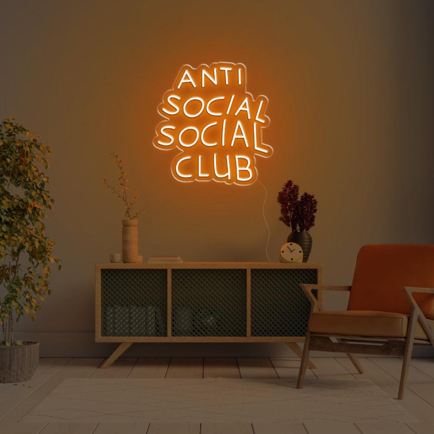 Anti Social Social Club Warm Orange-Yellow Led Neon Sign For Indoor Decor | Shineneon