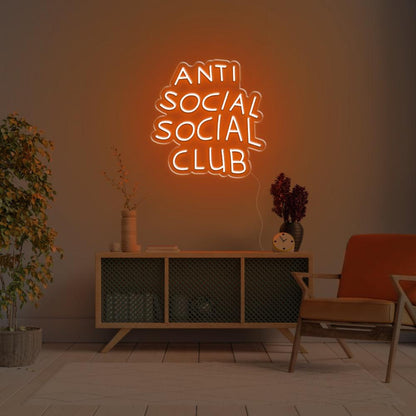 Anti Social Social Club Warm Orange-Yellow Led Neon Sign For Indoor Decor | Shineneon