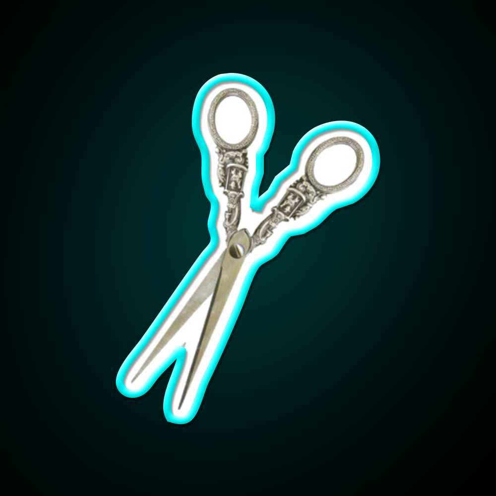 Antique Hair Scissors Barber Shop Haircut Led Neon Sign - Size and dimension reference