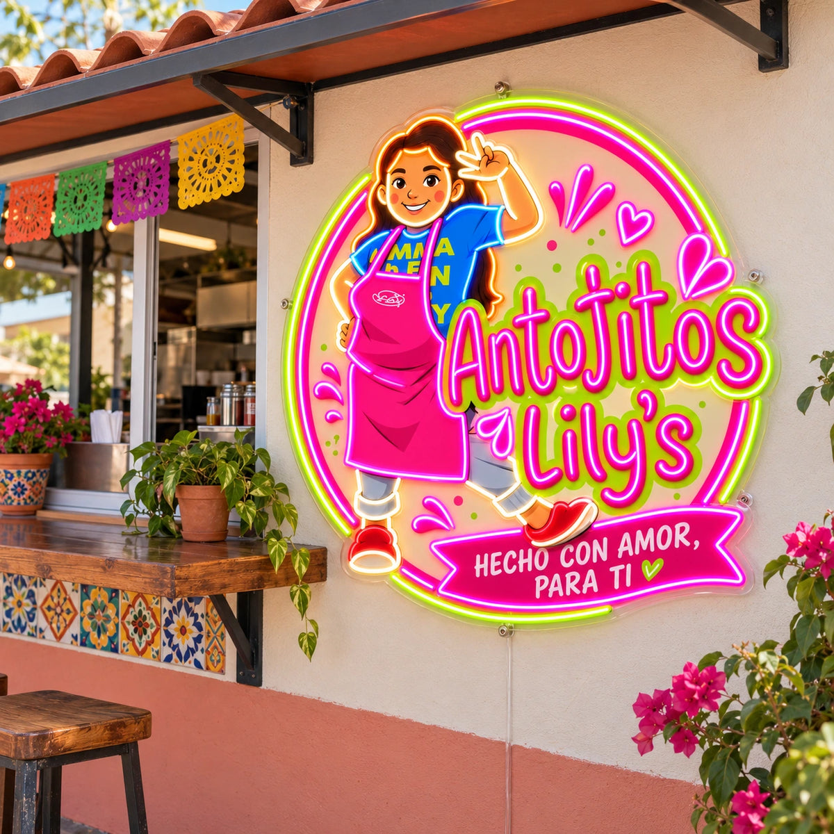 Antojitos Lily'S Custom LED Neon Sign Waterproof | b00a16edb7b8c65dcd76ac36fca765d65ecc25d7f68ea7d252d3245c7b09b0a0 | natural_light