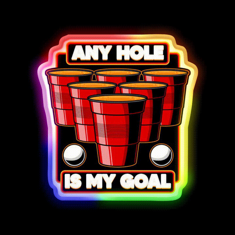 Any Hole Is My Goal Beer Pong Pun Party Beer Bar Decor Led Neon Sign Rgb Color - LED neon sign close-up detail