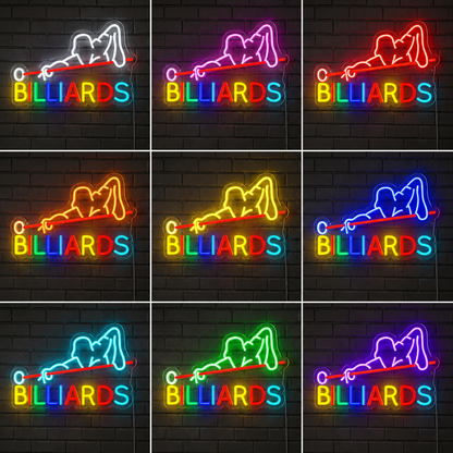 Aoizgmy Billiards Neon LED Wall Sign Pool Table Design For Game Room LED Neon Sign color grid