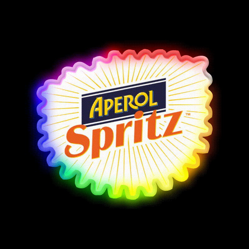 Aperol Aperol Aperol Aperol Aperol Cocktail Bar Decor Led Neon Sign Rgb Color - LED neon sign close-up detail