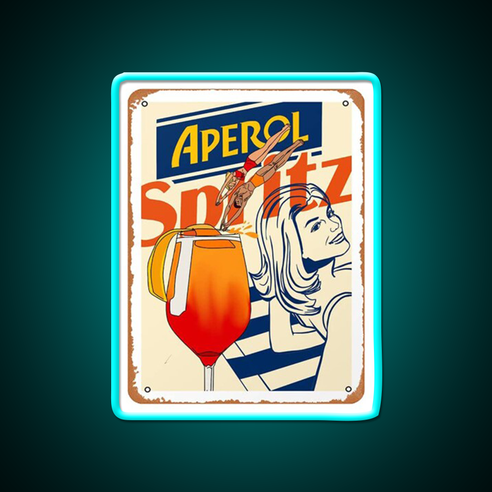 Aperol Spritz Art Print Cocktail Bar Decor Led Neon Sign Rgb Color - Size and dimension reference